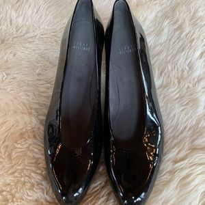 Black Patent Leather Low Kitten Heels